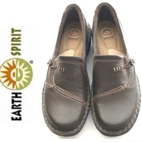 Earth Spirit Brown Pebbled Leather Slip-On Loafers - Picture 14 of 15